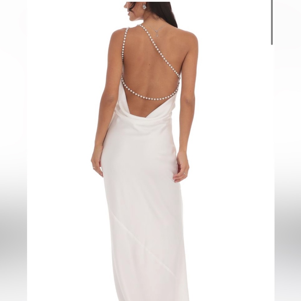 Lucy in the Sky White Backless Dress with Pearl Straps
